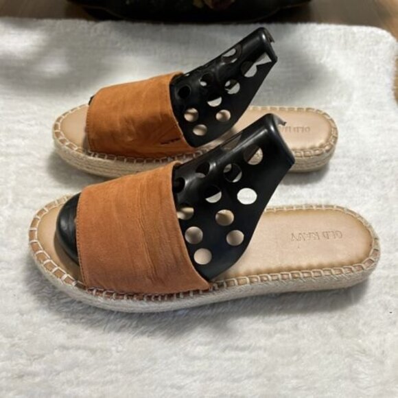 OLD NAVY Womens Slide Espadrille Tan Faux Suede Slip On Sandals Size 8 - Picture 5 of 11